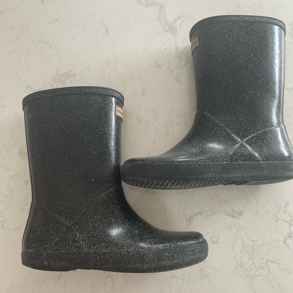 Black sparkle Hunter boots - size 1